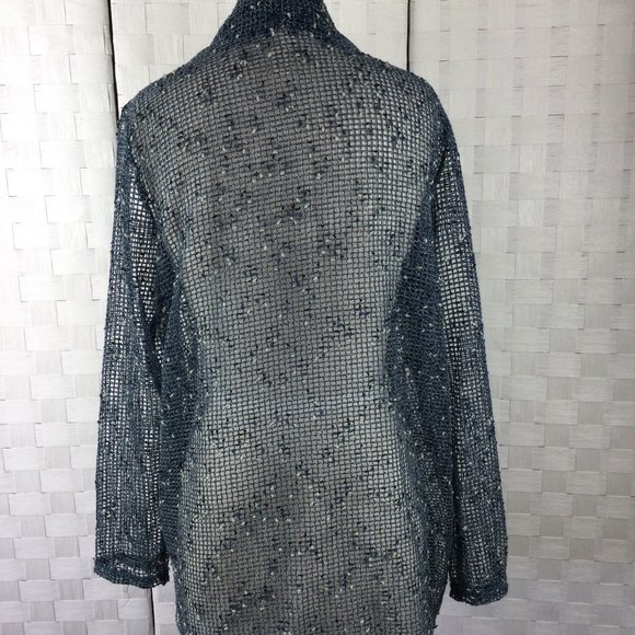 Krazy Kat Weave Blue Open Jacket, Size Large - Picture 5 of 8